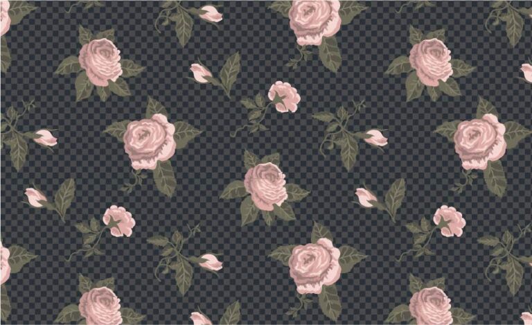 SURFACE PATTERN DESIGN-COTTAGE GARDEN MIDNIGHT ROSE CHECK