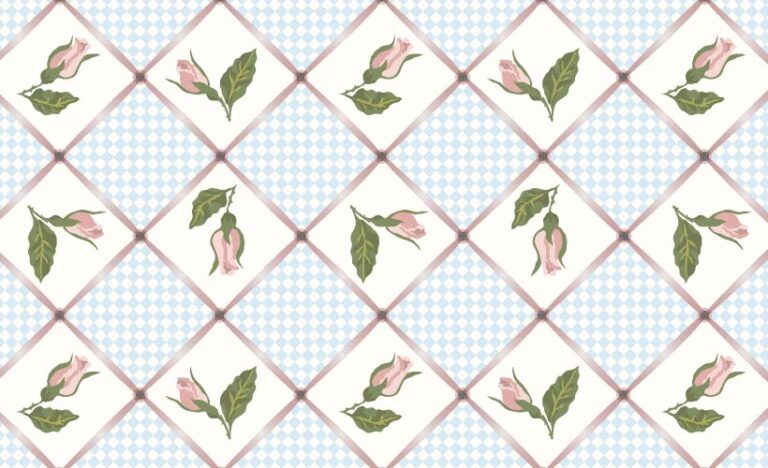 SURFACE PATTERN DESIGN-COTTAGE GARDEN SUMMER RIBBONS AND ROSES