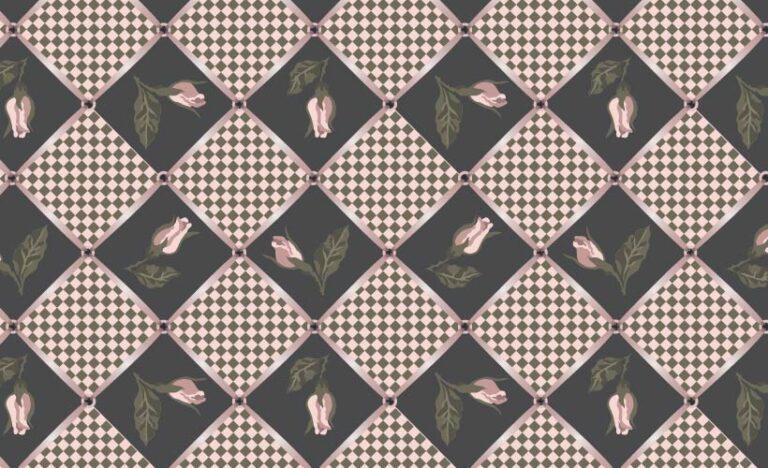SURFACE PATTERN DESIGN-COTTAGE GARDEN ROSEBUD STRIPE AND RIBBONS AND ROSES WALLPAPER AND BEDDING
