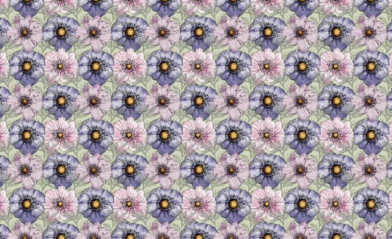 SURFACE PATTERN DESIGN WATERCOLOR HAND SKETCHED COSMOS FLOWERS PATTERN